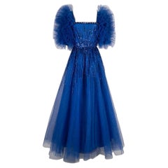 Vintage Jean-Louis Scherrer Maxi Dress with Blue Sequins