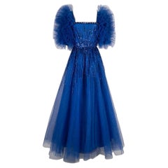 Jean-Louis Scherrer Maxivestido de lentejuelas azules