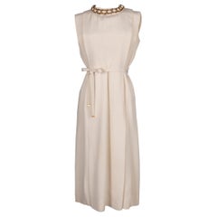 Vintage Chanel Dress Haute Couture Off-White Silk Sleeveless Dress, circa 1978