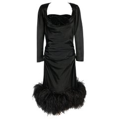 Retro Nina Ricci Evening Dress Haute Couture with Black Gauffering Silk