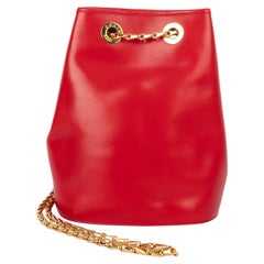 Vintage Celine Red Calf Leather Bucket Bag, circa 1990