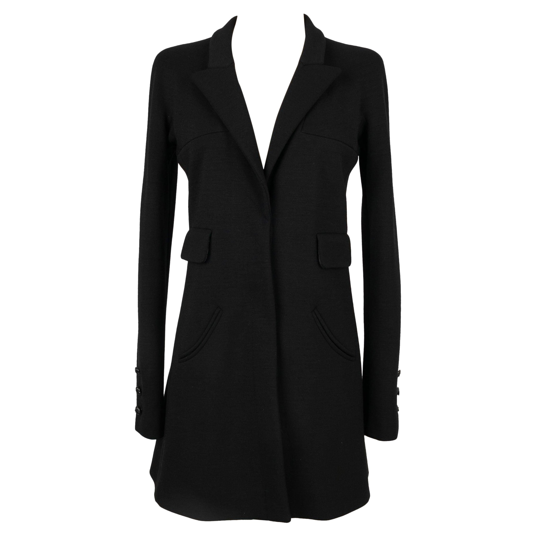 Chanel MidLength Black Coat For Sale at 1stDibs