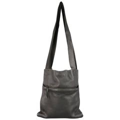 SIMONA TAGLIAFERRI Black Leather Raw Frayed Edge Strap Tote Bag