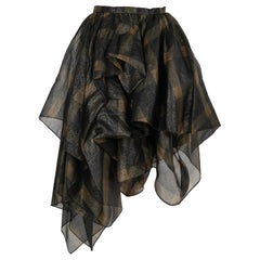 Jupe en organza de soie noire et Brown de Chloe
