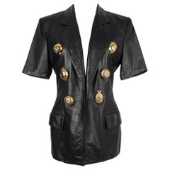 Gianfranco Ferre  Veste à manches courtes en cuir noir