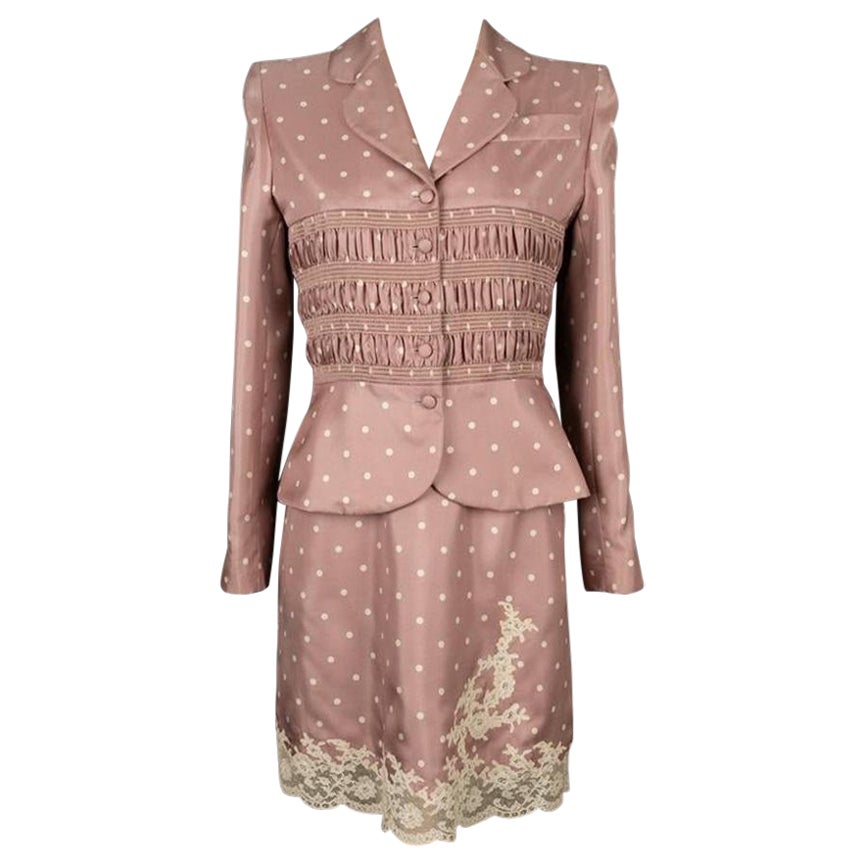Abito corto in seta bianca e rosa di Dior