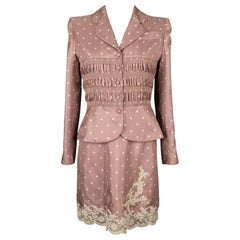 Robe courte en soie blanche et rose de Dior