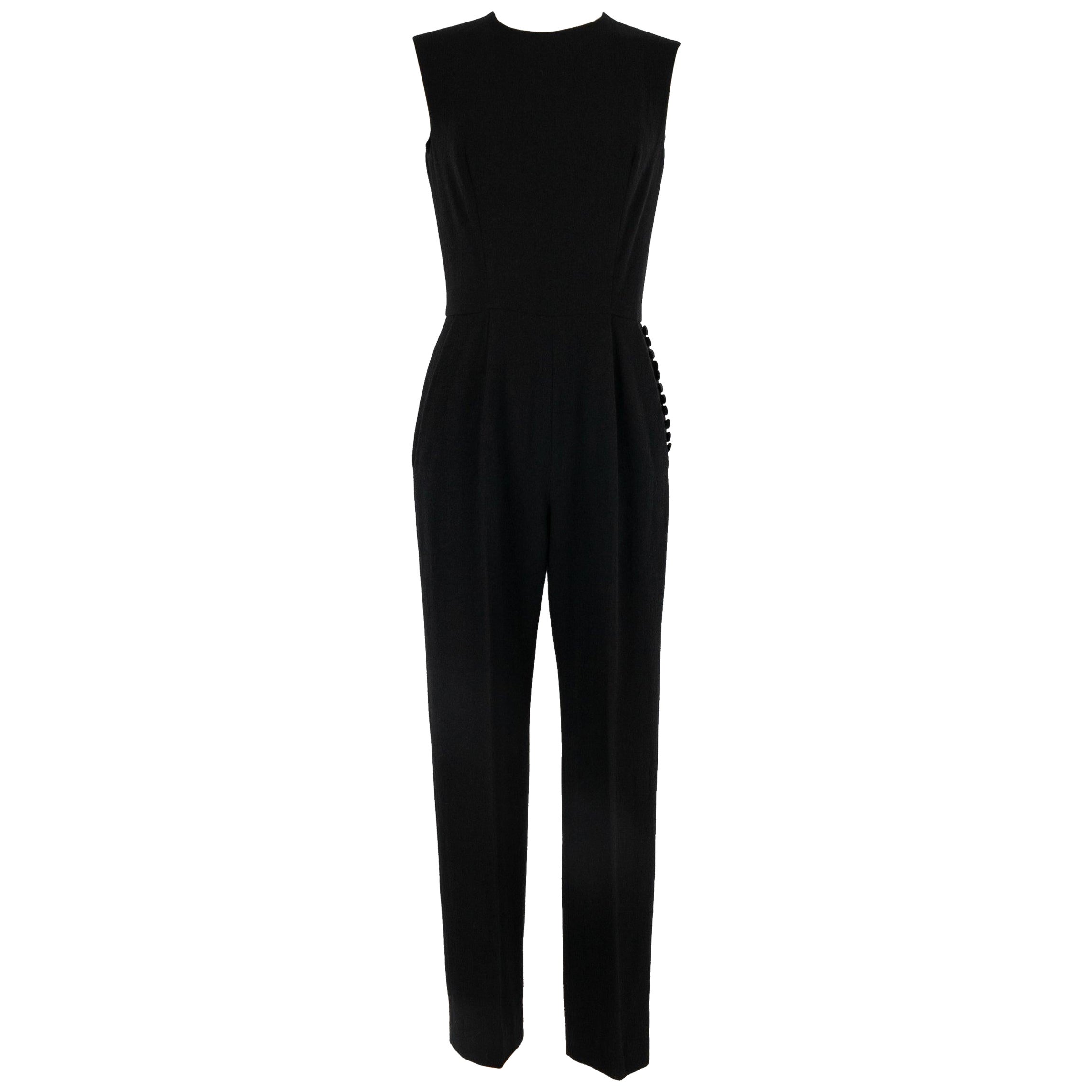 Schwarzer Jumpsuit von Dior mit winzigen schwarzen Samtknöpfen im Angebot