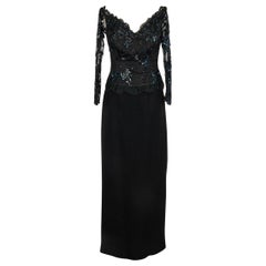Retro Dior Evening Dress with Black Crepe and Lace