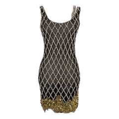 Cher Michel Klein Black Tulle Short Dress with Rhinestones
