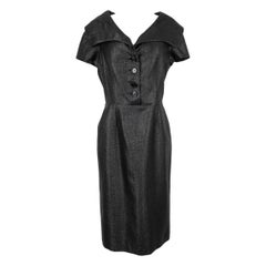Christian Dior - Vestito di media lunghezza in cotone misto nero