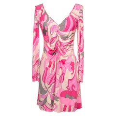 Kurzes Pucci-Kleid aus Seidenjersey in rosafarbenen Tönen