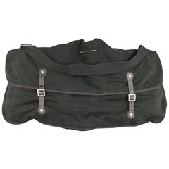 MAISON MARTIN MARGIELA Black Cotton Black Leather Trim Double Messenger Bag