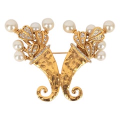 Chanel Brooch with Rhinestones and Costume Pearls, 2003