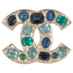 Chanel CC Brooch with Blue Rhinestones, 2007