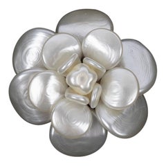 Vintage Chanel Camellia Brooch with Pearly Effect