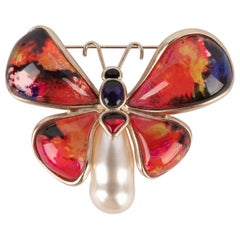 Chanel "Butterfly" Brooch with Costume Pear, 2015