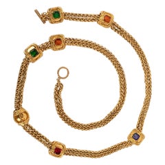 Retro Chanel Necklace with Multicolored Glass Paste