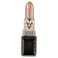 Chanel Champagne Metal Brooch with Glass Paste, 2022