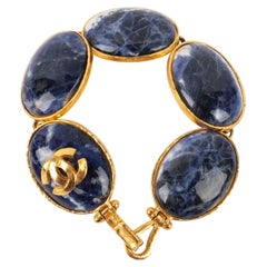 Used Chanel Bracelet Fall with Blue Hardstone Cabochons, 1995