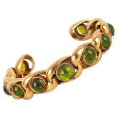 Used Chanel Bracelet with Green Glass Paste