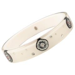 Chanel White Bakelite and Rhinestone Bracelet, 2012