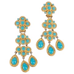 Gripoix Vintage Earrings with Blue Glass Paste