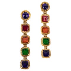 Chanel Earrings with Multicolored Glass Paste, 1996