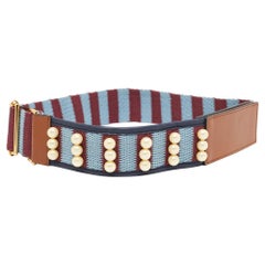 Marni Multicolor Fabric and Leather Pearl Embellished Waist Belt M