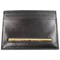 New ROLAND MOURET Black Leather Gold Engraved Metal Card Case 10