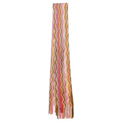 Missoni Multicolor Zig Zag Knit Fringed Scarf