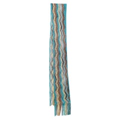 Missoni Multicolor Zig Zag Knit Fringed Scarf