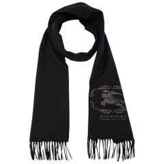Burberry Black Logo Embroidered Cashmere Stole