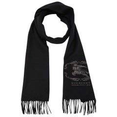Burberry Black Logo Embroidered Cashmere Stole