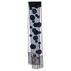 Gucci Black Lurex Dot Fil Coupe Silk Fringed Stole