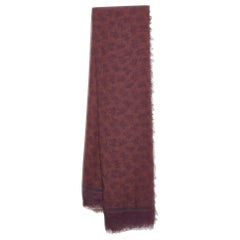 Bottega Veneta Brown & Burgundy Burgundy Printed Modal & Silk Square Scarf