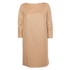 Max Mara Brown Camel Hair Long Sleeve Shift Dress M