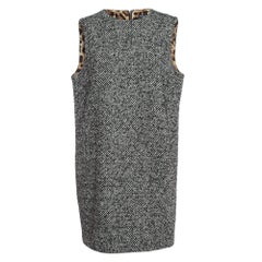 Dolce & Gabbana Black & White Tweed Sleeveless A-Line Mini Dress XL