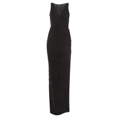 Dsquared2 Black Velvet Glitter Detail Sleeveless Wrap Dress M