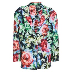 Norma Kamali Multicolor Floral Printed Jersey Blazer L