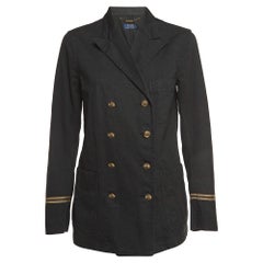 Polo Ralph Lauren Black Denim Double Breasted Officer's Jacket M