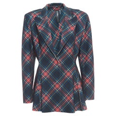 Norma Kamali - Giacca Peplum in Jersey a quadri multicolore L.L.A.