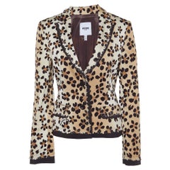 Moschino Jeans Brown/Beige Animal Printed Cotton Blazer M