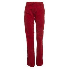 Christian Dior Boutique Red Corduroy Zip Detail Straight Pants M