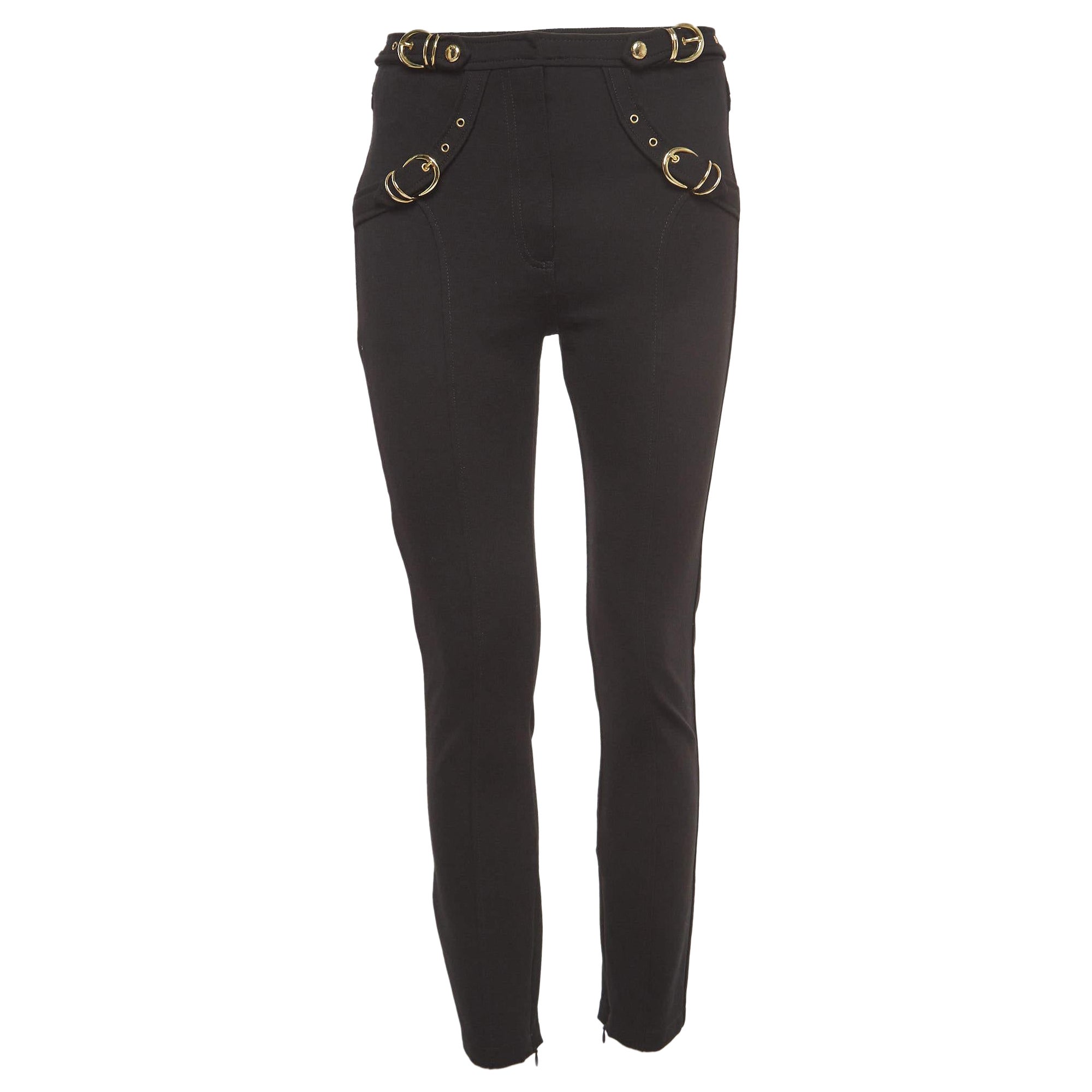 Versace Jeans Couture Pantalon skinny noir avec ceinture et poches L