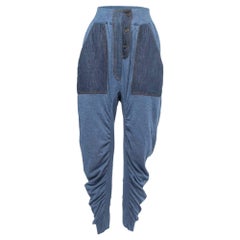 Stella McCartney Blue Knit Ruched High Waist Pants XS