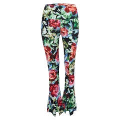 Norma Kamali Multicolor Floral Printed Jersey Bell Bottom Pants M