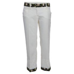 Dolce & Gabbana Off-White Linen Blend Trousers M