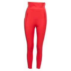 Elisabetta Franchi Red Stretch Crepe High-Waist Skinny Trousers S