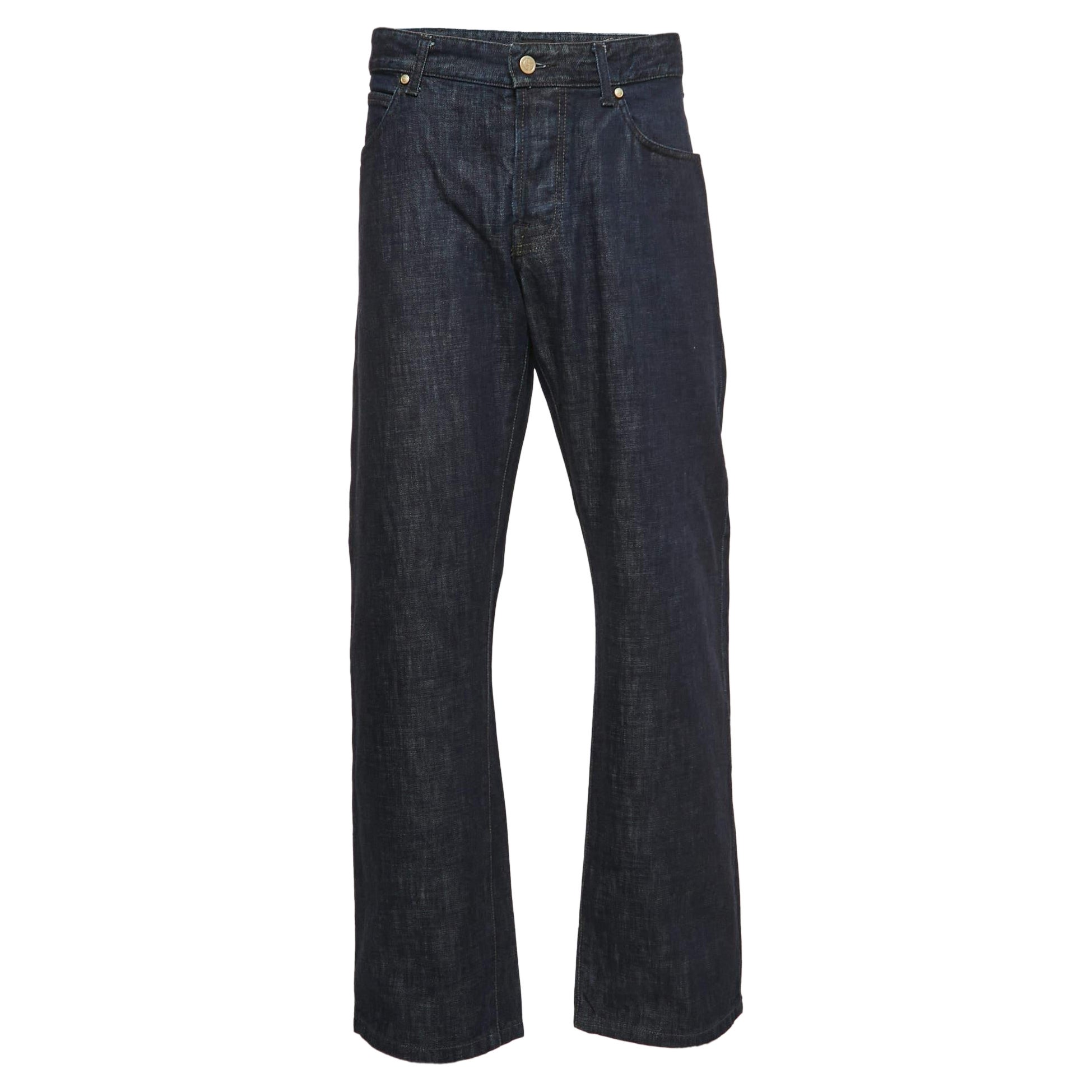 Giorgio Armani Dark Blue Denim Straight Fit Jeans 3XL Waist 38" For Sale